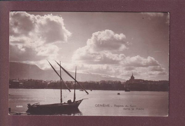 GENEVE depuis la rade - Barque du Léman - 1913