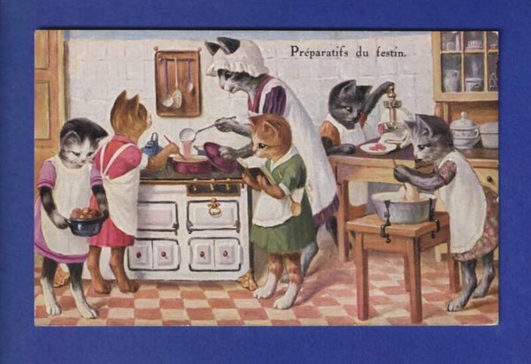 CHAT - Chats humanisés - A la Cuisine // pli d'angle //