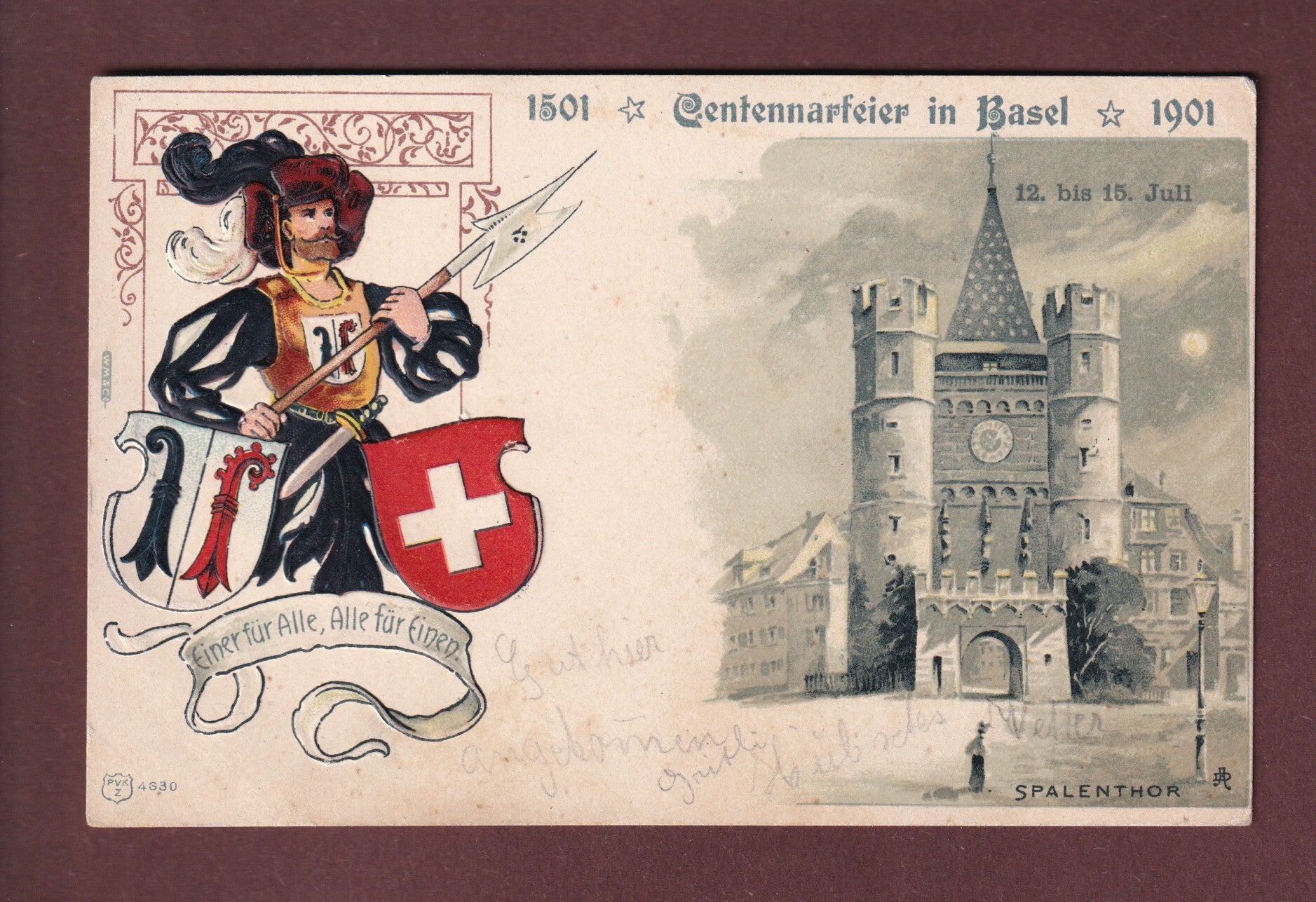 Centennarfeier in BASEL - Spalenthor - 1901 Präge