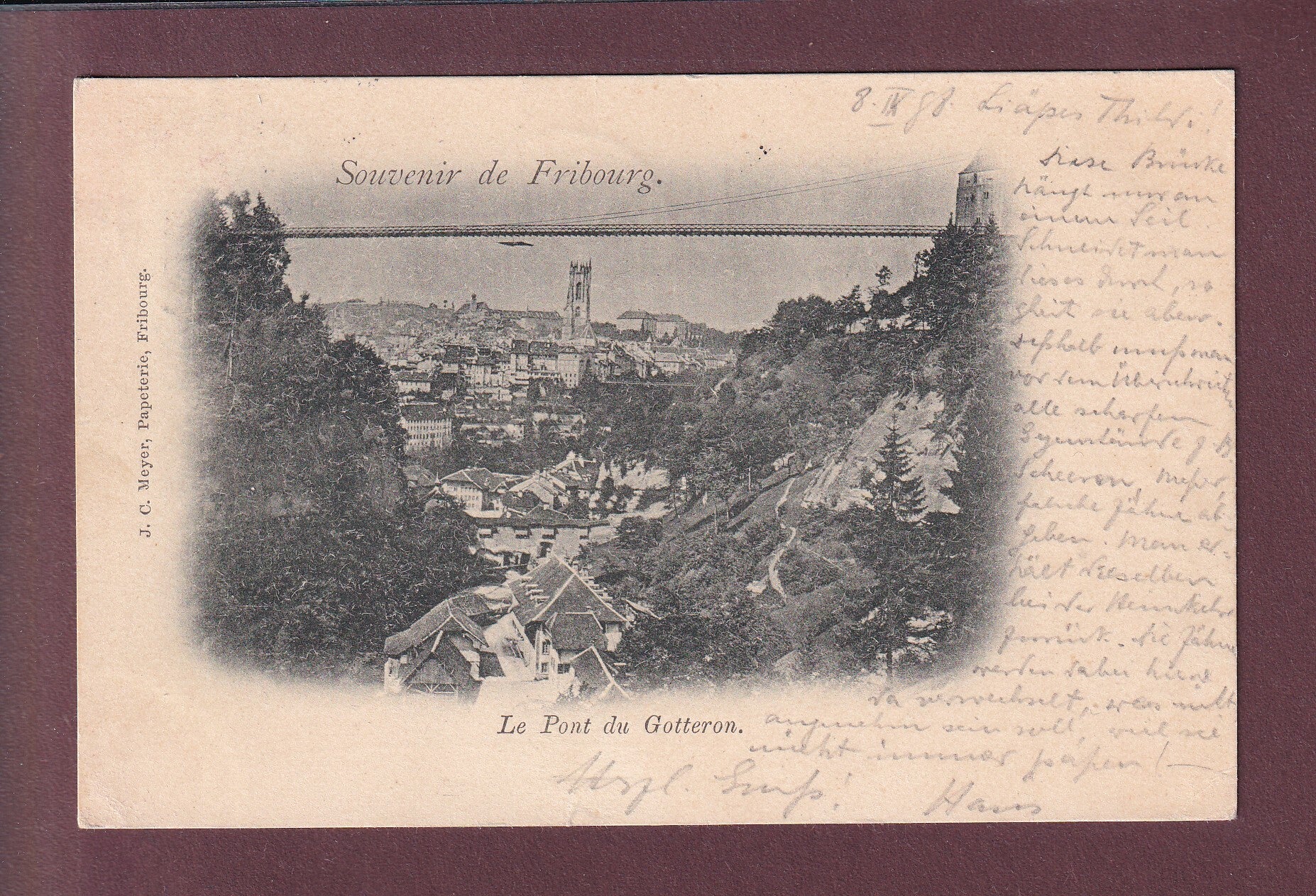 FRIBOURG - Pont du Gotteron - 1898 // petite déchirure //