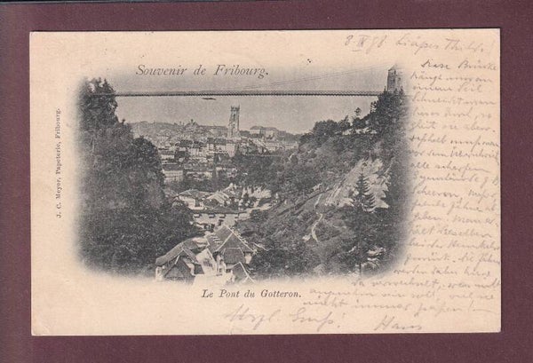 FRIBOURG - Pont du Gotteron - 1898 // petite déchirure //