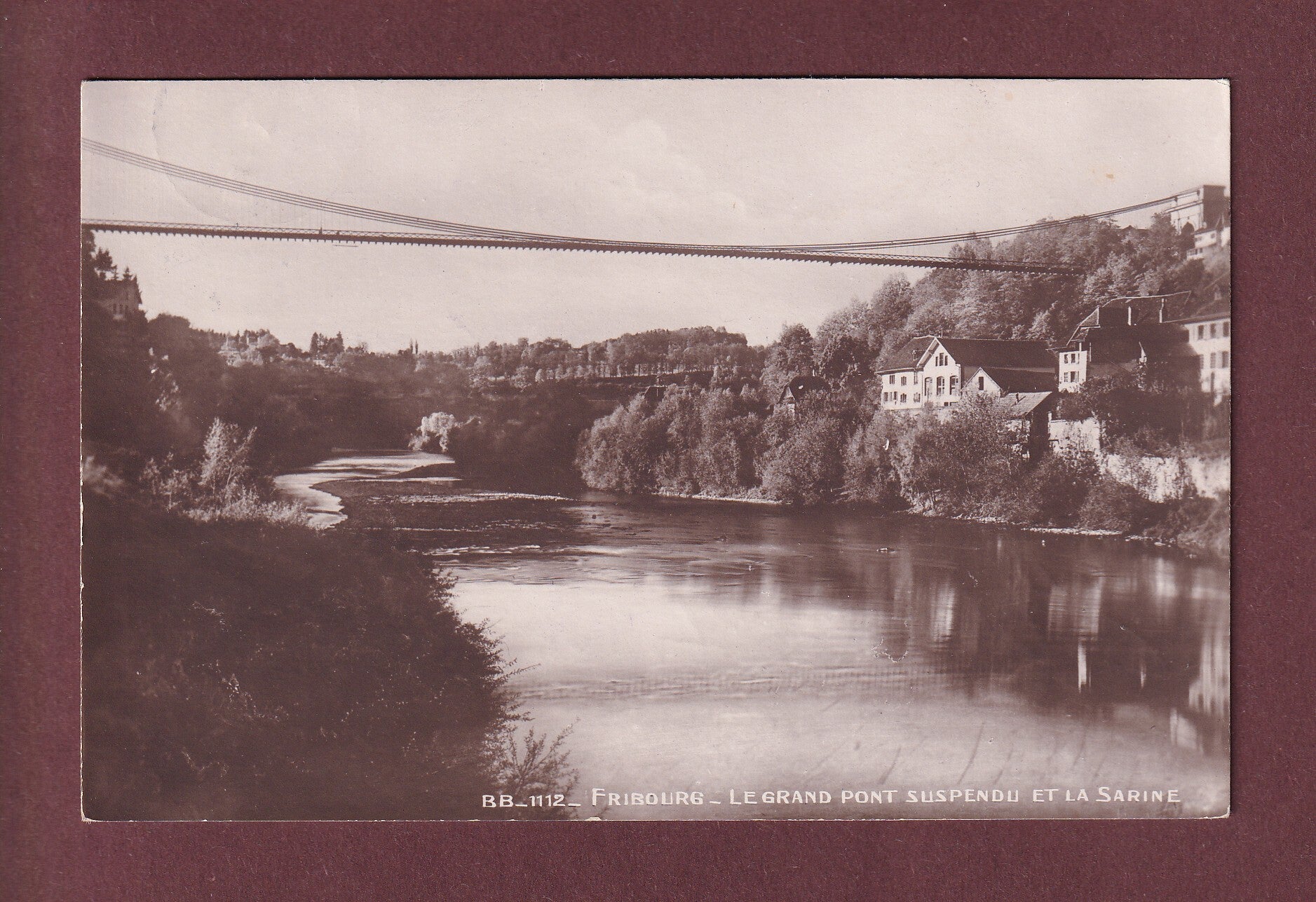FRIBOURG - Pont suspendu - Sarine - 1915