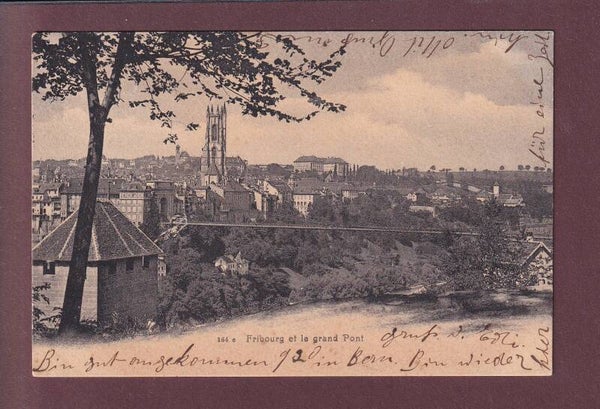FRIBOURG - Pont suspendu - 1907