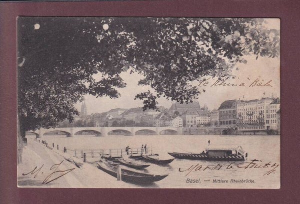 BASEL - Mittlere Rheinbrücke - Boot - 1907