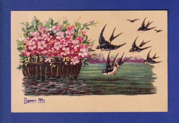OISEAU - Hirondelles - Fleurs