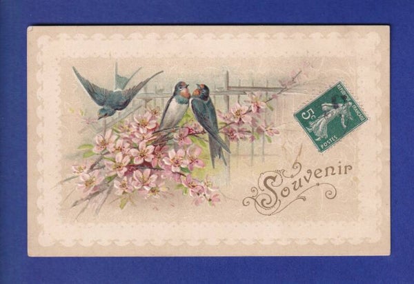 OISEAU - Hirondelles - Fleurs