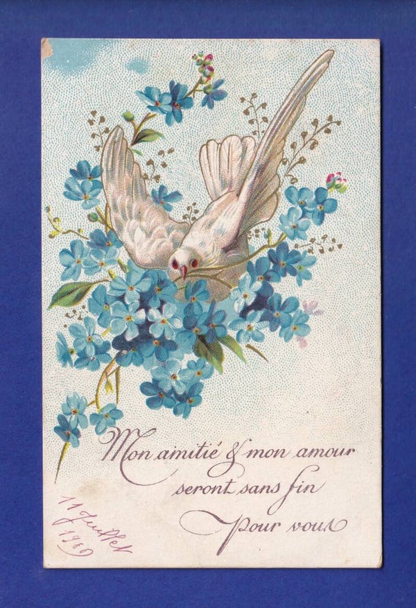 OISEAU - Colombe et fleurs