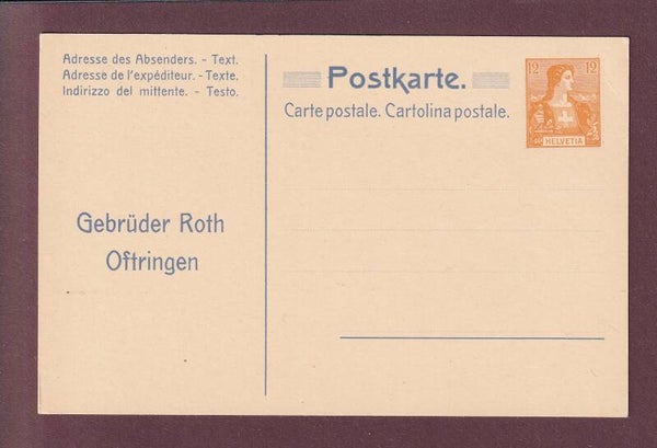 Carte postale pré-affranchie - HELVETIE - Roth Oftringen