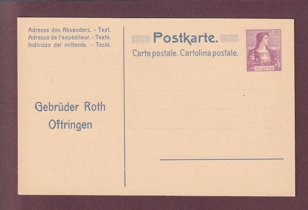 Carte postale pré-affranchie - HELVETIE - Roth Oftringen