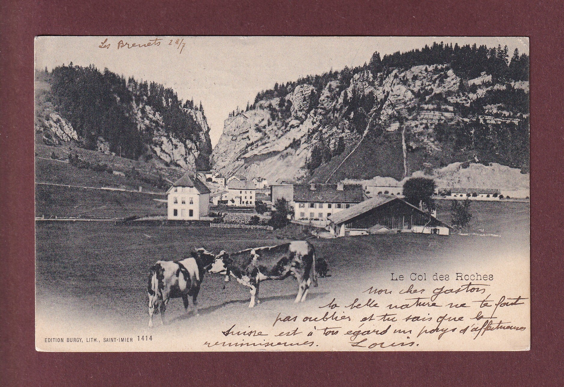 COL DES ROCHES - Vaches - 1901