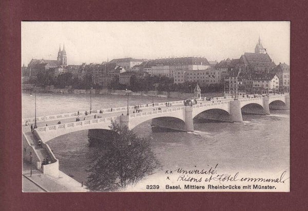 BASEL - Mittlere Rheinbrücke - 1908