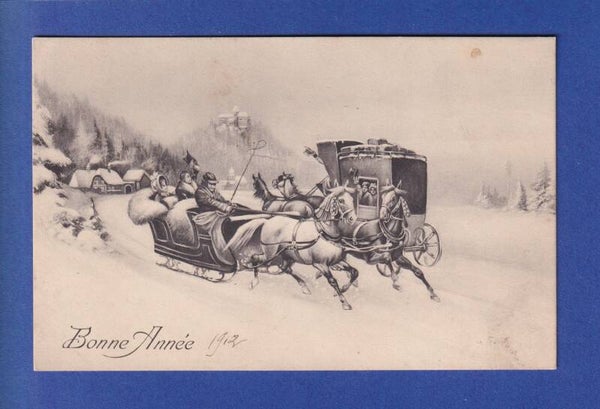 NOUVEL AN - Diligence - Traineau - Neige