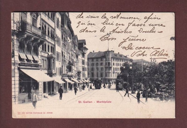 ST. GALLEN - Marktplatz - Tram - 1910