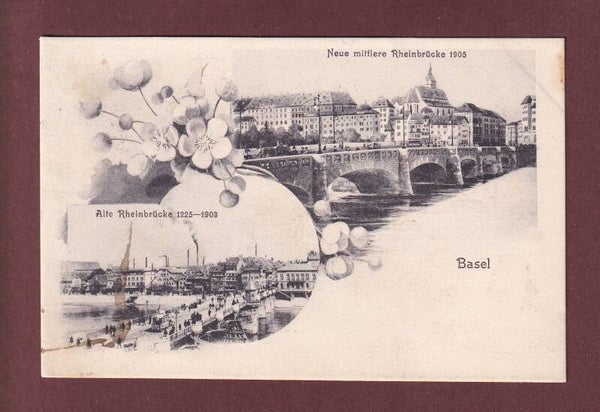 BASEL - Neue und Alte Rheinbrücke - 1905