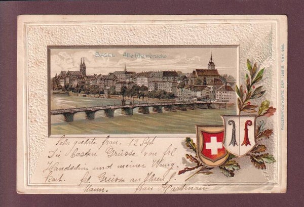 BASEL - Alte Rheinbrücke - 1905 Präge