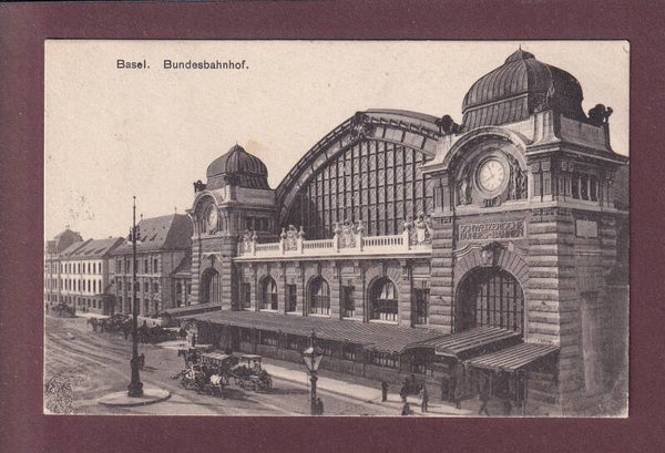 BASEL - Bundesbahnhof - Kutsche - 1913 // leichter Eckbug //