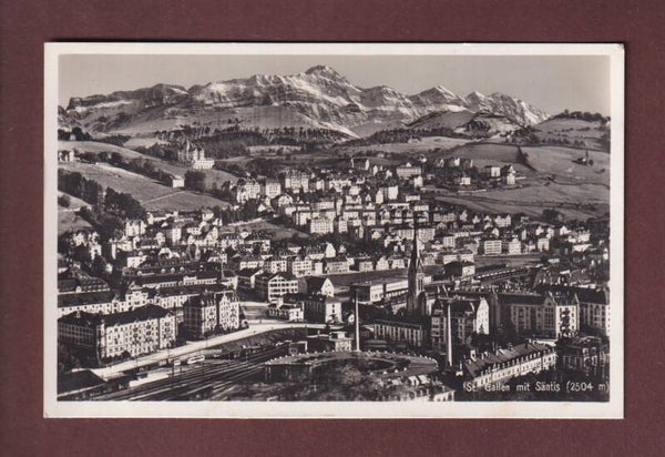 ST. GALLEN - Teilansicht mit Bahnhof und Santis - 1930