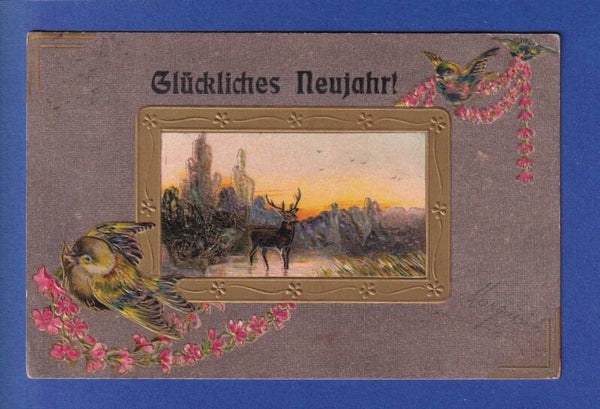 NEUJAHR - Vögel - Blumen - 1908