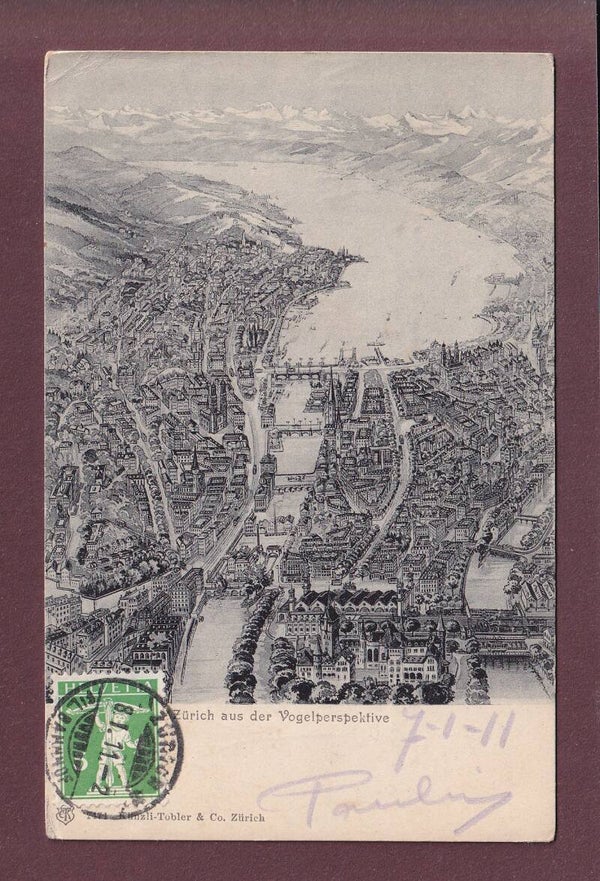 ZÜRICH aus der Vogelperspektive - 1911