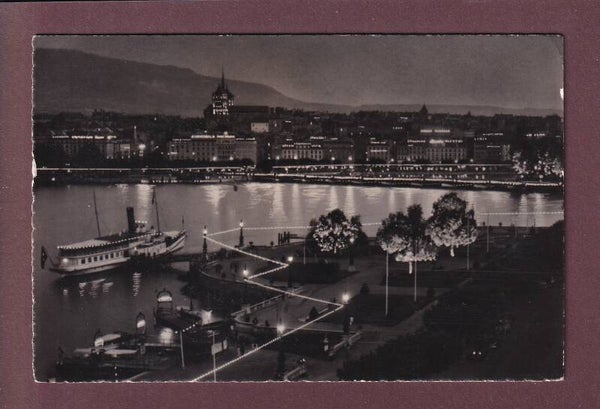 GENEVE de nuit - Bateau CGN - 1954