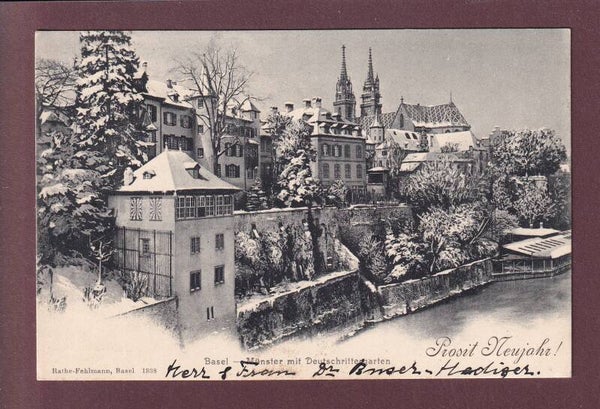 BASEL unter Schnee - Prosit Neujahr ! - 1904