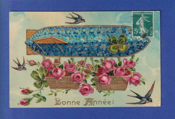 NOUVEL AN - Dirigeable - Fleurs