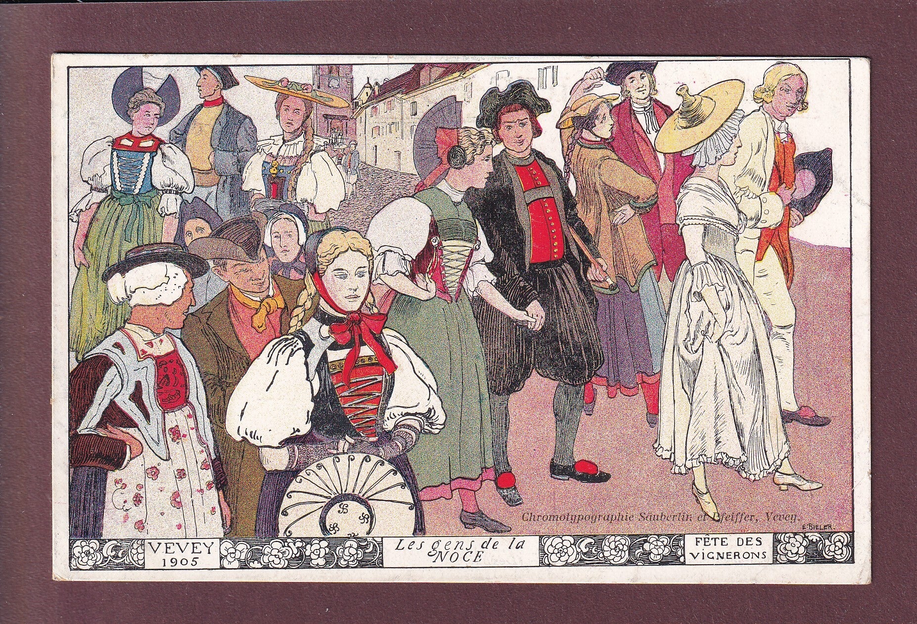 VEVEY - Fête des vignerons - Gens de la noce - 1905 // pli d'angle //