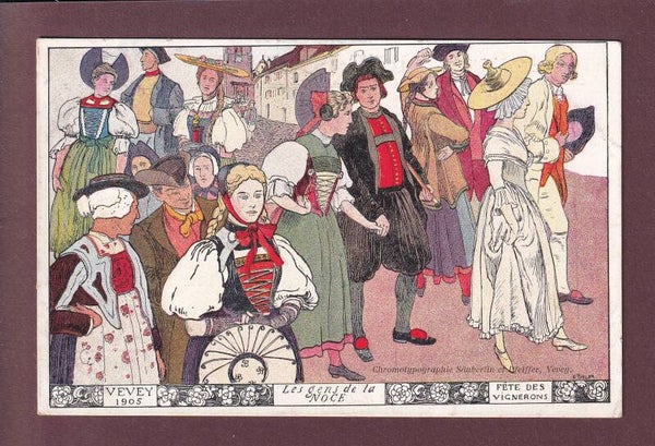 VEVEY - Fête des vignerons - Gens de la noce - 1905 // pli d'angle //