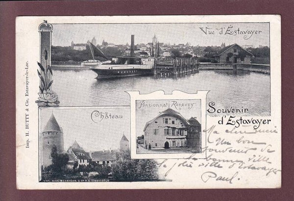 Souvenir d'ESTAVAYER - Pensionnat Renevey - 1900 // déchirure //