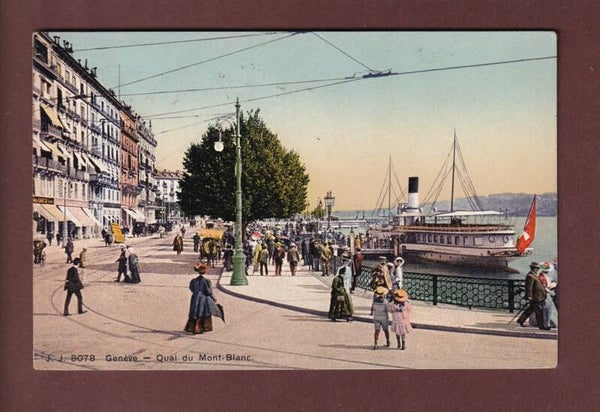 GENEVE - Bateau au Quai du Mont-Blanc - 1909