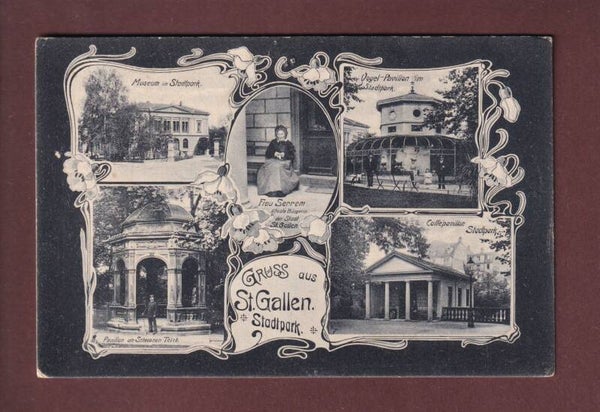 Gruss aus ST. GALLEN - Stadtpark - 1910 // kleinen Löcher //
