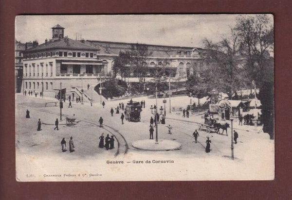 GENEVE - Gare de Cornavin - Attelages - 1903 // pli //