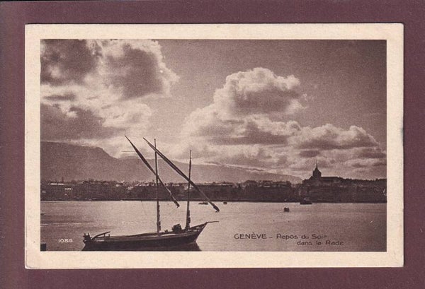 GENEVE - Rade le soir - Barque - 1917