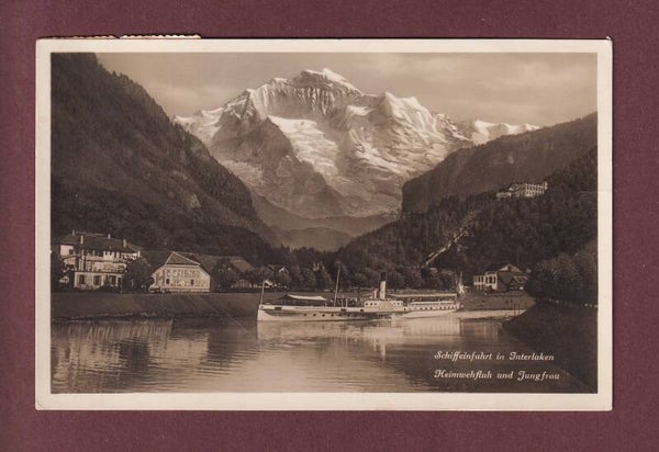 INTERLAKEN - Schiff - Jungfrau - 1932 SBB Stempel // Falte //