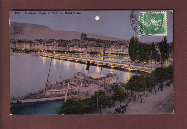 GENEVE de nuit - Rade - Bateau CGN - 1911