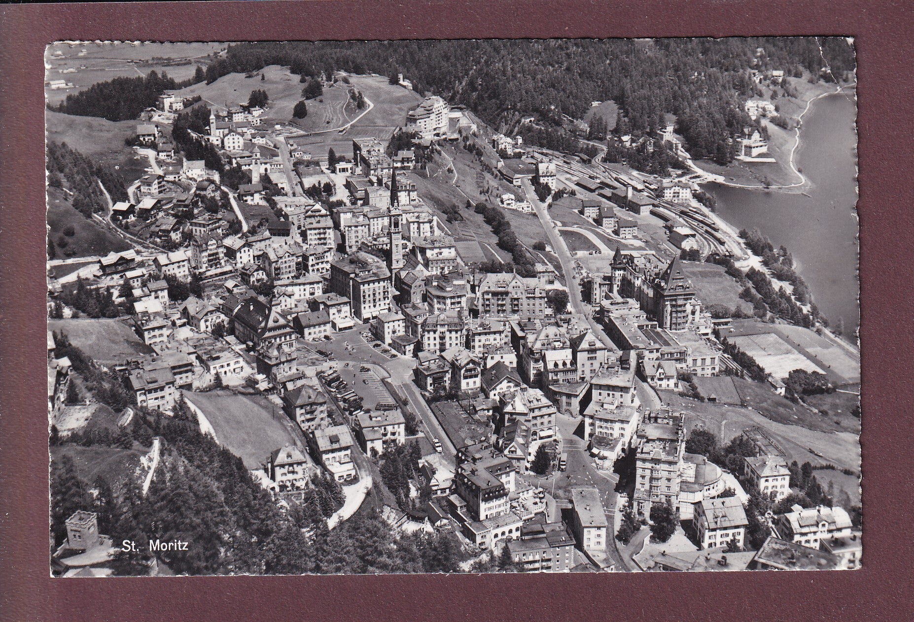 ST. MORITZ - Flugaufnahme - 1959 // Eckbug //