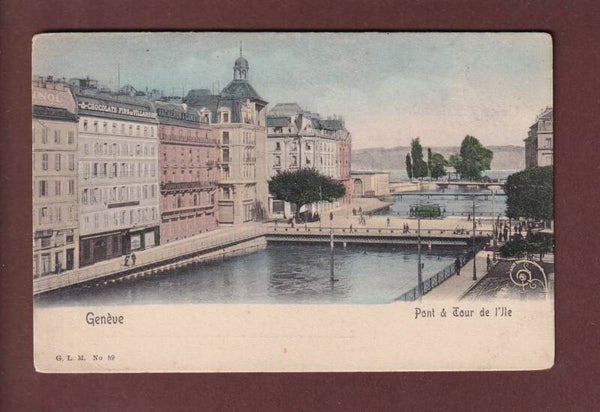 GENEVE - Pont et Tour de l'Île // pli d'angle //