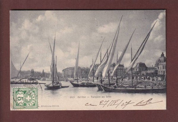 GENEVE - Barques du Léman à la jetée - 1907