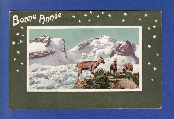 NOUVEL AN - Chèvres - Neige - 1908