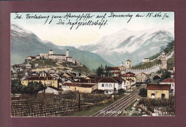 Un Saluto da BELLINZONA - Ferrovia - 1906