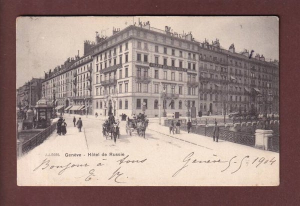GENEVE - Hôtel de Russie - Attelages - 1904