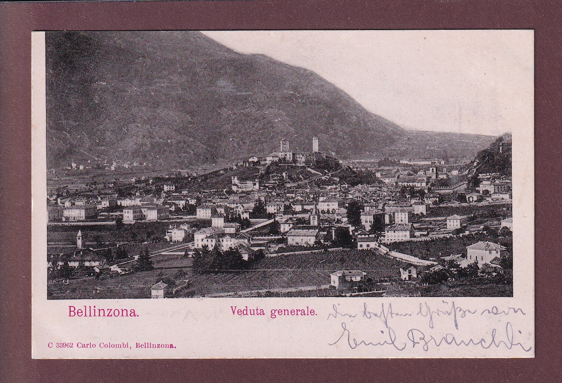 BELLINZONA - Veduta generale - 1902 surface brillante