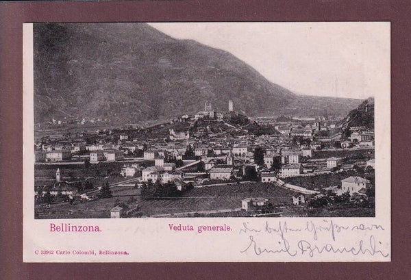 BELLINZONA - Veduta generale - 1902 surface brillante