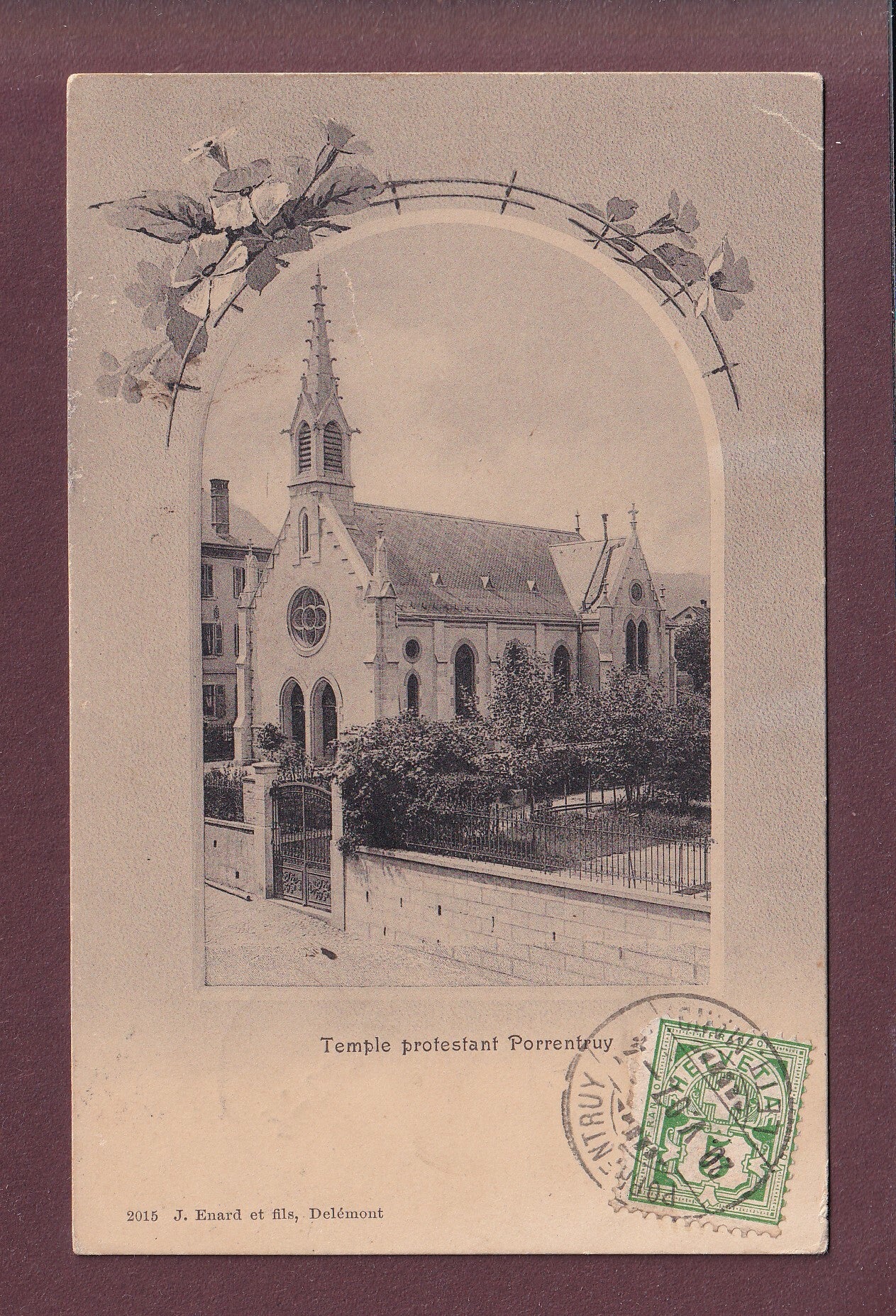 PORRENTRUY - Temple protestant - 1907 // déchirure //
