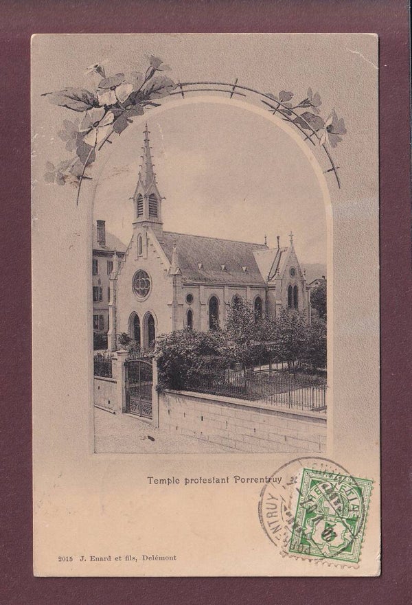 PORRENTRUY - Temple protestant - 1907 // déchirure //