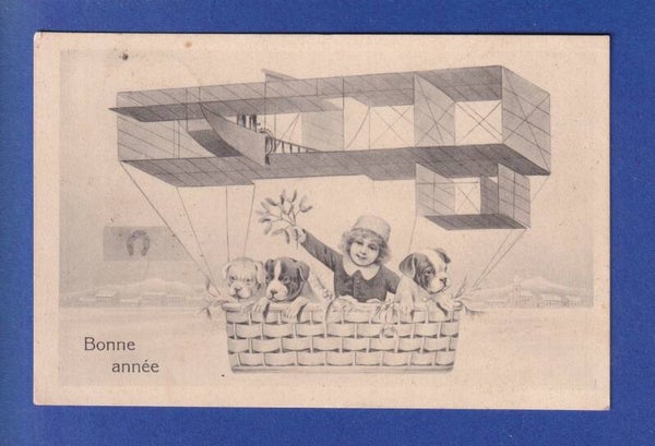 NOUVEL AN - Enfant - Chiens - 1909