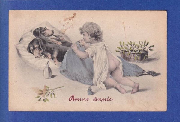NOUVEL AN - Enfant - Chiens - 1909