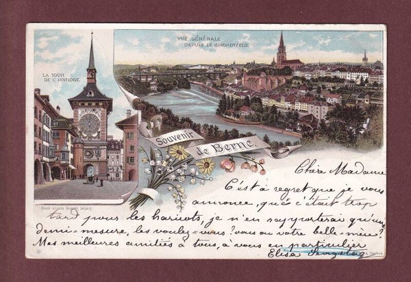Souvenir de BERNE - 1897 Litho Briquet // petits trous //