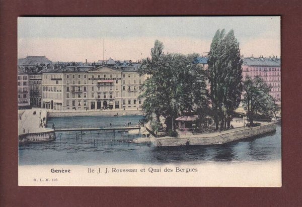 GENEVE - Île Rousseau - Hôtel des Bergues