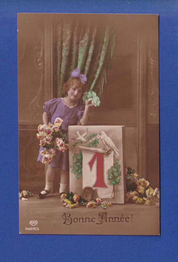NOUVEL AN - Enfant - Fleurs - 1923